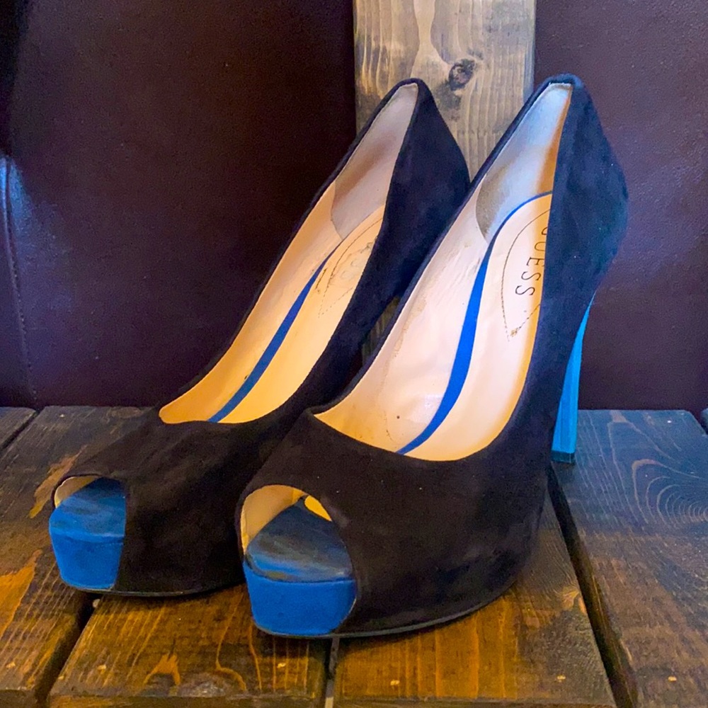 Guess Suede Color Block Heels
